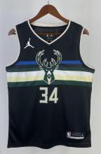 NBA Men 2021 Milwaukee Bucks Black #34 ANTETOKOUNMPO Jersey High Quality Name and Number Print