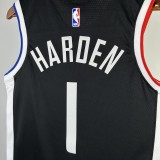NBA Season 20-21 Men Los Angeles Clippers in Latin Black City #1 HARDEN Jersey High Quality Name and Number Print