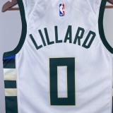 NBA Men 2023 Milwaukee Bucks White #0 LILLARD Jersey High Quality Name and Number Print