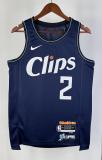 NBA Season 2024 Men Los Angeles Clippers Navy #2 LEONARD Jersey High Quality Name and Number Print
