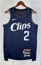 NBA Season 2024 Men Los Angeles Clippers Navy #2 LEONARD Jersey High Quality Name and Number Print