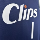 NBA Season 2024 Men Los Angeles Clippers Navy #1 HARDEN Jersey High Quality Name and Number Print