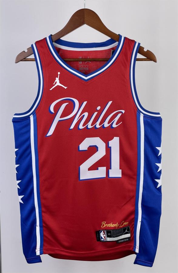 NBA Men 2023 Philadelphia 76ers Red #21 EMBIID Swingman Jersey