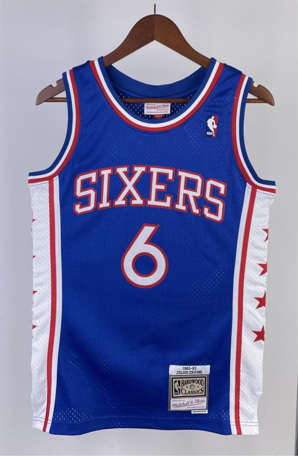 NBA Men 1982-83 Philadelphia 76ers Blue #6 ERVING Swingman Jersey