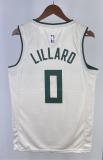 NBA 2019 Men Milwaukee Bucks Beige #0 LILLARD Jersey High Quality Name and Number Print