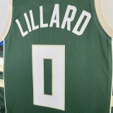 NBA Men 2023 Milwaukee Bucks Green #0 LILLARD Jersey High Quality Name and Number Print