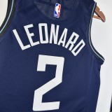 NBA Season 2024 Men Los Angeles Clippers Navy #2 LEONARD Jersey High Quality Name and Number Print