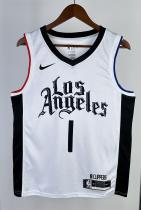 NBA Season 20-21 Men Los Angeles Clippers in Latin White City #1 HARDEN Jersey High Quality Name and Number Print