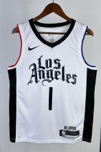 NBA Season 20-21 Men Los Angeles Clippers in Latin White City #1 HARDEN Jersey High Quality Name and Number Print