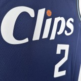 NBA Season 2024 Men Los Angeles Clippers Navy #2 LEONARD Jersey High Quality Name and Number Print