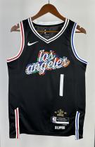 NBA Men Season 2023 Los Angeles Clippers Black City Edition #1 HARDEN  Jersey High Quality Name and Number Print