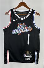 NBA Men Season 2023 Los Angeles Clippers Black City Edition #1 HARDEN  Jersey High Quality Name and Number Print