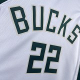 NBA Men 2023 Milwaukee Bucks White #22 MIDDLETON Jersey High Quality Name and Number Print
