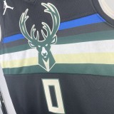 NBA Men 2021 Milwaukee Bucks Black #0 LILLARD Jersey High Quality Name and Number Print