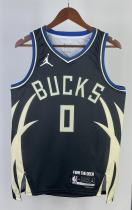 NBA Men 2023 Milwaukee Bucks Black with Jordan Logo #0 LILLARD Jersey High Quality Name and Number Print
