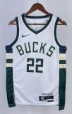 NBA Men 2023 Milwaukee Bucks White #22 MIDDLETON Jersey High Quality Name and Number Print