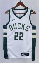 NBA Men 2023 Milwaukee Bucks White #22 MIDDLETON Jersey High Quality Name and Number Print