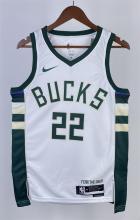 NBA Men 2023 Milwaukee Bucks White #22 MIDDLETON Jersey High Quality Name and Number Print