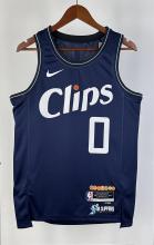 NBA Season 2024 Men Los Angeles Clippers Navy #0 WESTBROOK Jersey High Quality Name and Number Print