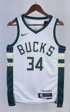 NBA Men 2023 Milwaukee Bucks White #34 ANTETOKOUNMPO Jersey High Quality Name and Number Print