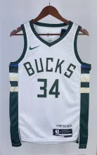 NBA Men 2023 Milwaukee Bucks White #34 ANTETOKOUNMPO Jersey High Quality Name and Number Print
