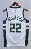 NBA Men 2023 Milwaukee Bucks White #22 MIDDLETON Jersey High Quality Name and Number Print