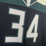 NBA Men 2021 Milwaukee Bucks Black #34 ANTETOKOUNMPO Jersey High Quality Name and Number Print