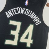 NBA Men 2021 Milwaukee Bucks Black #34 ANTETOKOUNMPO Jersey High Quality Name and Number Print