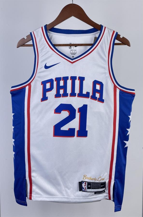 NBA Men 2023 Philadelphia 76ers White #21 EMBIID Swingman Jersey