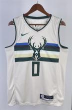 NBA 2019 Men Milwaukee Bucks Beige #0 LILLARD Jersey High Quality Name and Number Print