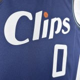 NBA Season 2024 Men Los Angeles Clippers Navy #0 WESTBROOK Jersey High Quality Name and Number Print