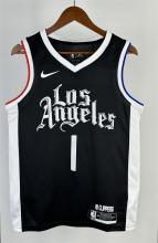 NBA Season 20-21 Men Los Angeles Clippers in Latin Black City #1 HARDEN Jersey High Quality Name and Number Print