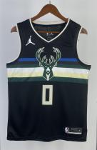 NBA Men 2021 Milwaukee Bucks Black #0 LILLARD Jersey High Quality Name and Number Print