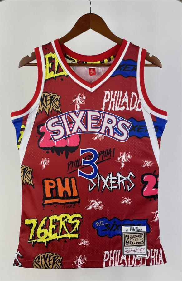 NBA Men 1996-97 Philadelphia 76ers Red #3 IVERSON Swingman Jersey