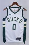 NBA Men 2023 Milwaukee Bucks White #0 LILLARD Jersey High Quality Name and Number Print