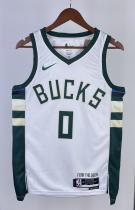NBA Men 2023 Milwaukee Bucks White #0 LILLARD Jersey High Quality Name and Number Print
