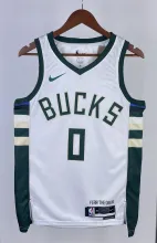 NBA Men 2023 Milwaukee Bucks White #0 LILLARD Jersey High Quality Name and Number Print