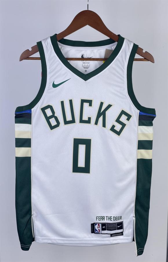 NBA Men 2023 Milwaukee Bucks White #0 LILLARD Jersey High Quality Name and Number Print