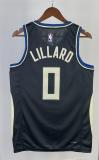 NBA Men 2023 Milwaukee Bucks Black with Jordan Logo #0 LILLARD Jersey High Quality Name and Number Print