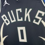 NBA Men 2023 Milwaukee Bucks Black with Jordan Logo #0 LILLARD Jersey High Quality Name and Number Print
