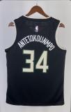 NBA Men 2021 Milwaukee Bucks Black #34 ANTETOKOUNMPO Jersey High Quality Name and Number Print