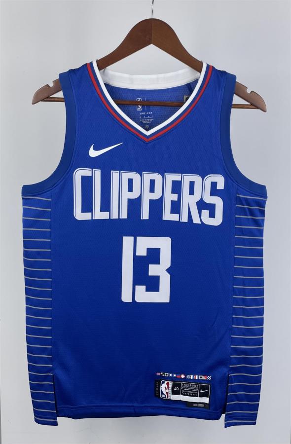 NBA Season 2023 Men Los Angeles Clippers Blue #13 GEORGE Jersey High Quality Name and Number Print