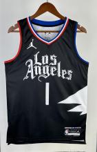 NBA Men 2023 Los Angeles Clippers Black with Jordan Logo #1 HARDEN Jersey High Quality Name and Number Print