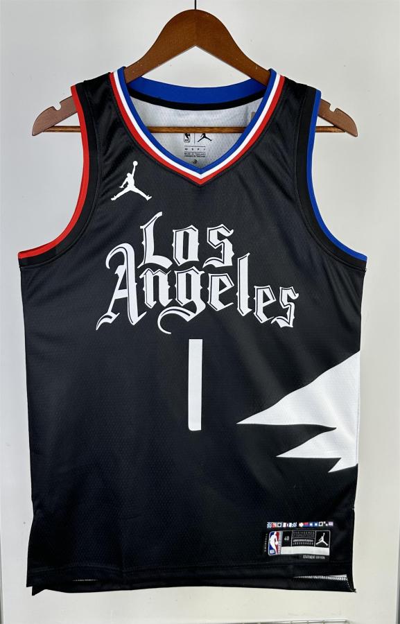 NBA Men 2023 Los Angeles Clippers Black with Jordan Logo #1 HARDEN Jersey High Quality Name and Number Print