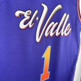 NBA Men 2024 Phoenix Suns Purple City Edition #1 BOOKER Jersey High Quality Name and Number Print