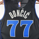 NBA  Season 2024 Dallas Mavericks Black #77 DONCIC Jersey High Quality Name and Number Print
