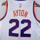 NBA Men 2024 Phoenix Suns White #22 AYTON Jersey High Quality Name and Number Print