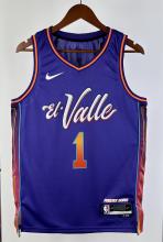 NBA Men 2024 Phoenix Suns Purple City Edition #1 BOOKER Jersey High Quality Name and Number Print