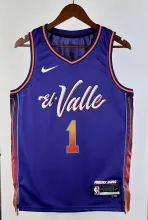 NBA Men 2024 Phoenix Suns Purple City Edition #1 BOOKER Jersey High Quality Name and Number Print