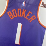 NBA Men 2024 Phoenix Suns Purple #1 BOOKER Jersey High Quality Name and Number Print